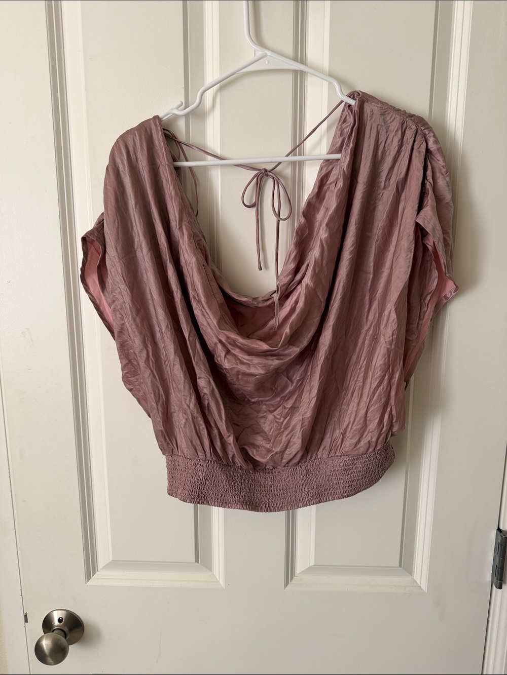 Free People Dusky Rose Draped Cowl-Back Tie Top